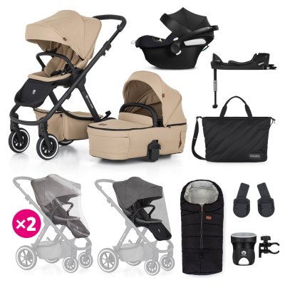 PETITE&MARS SET Kočárek 4v1 ICON Mocha Beige XXL AIR + CBX By CYBEX Aton B2 i-Size