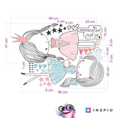 Children's wall stickers - Fairies by INSPIO in mint and powder pink