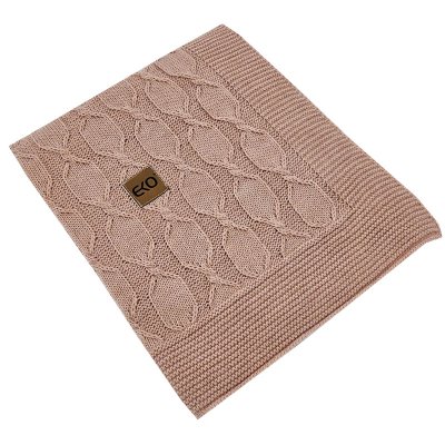 EKO Kocyk dziergany z alpaki Powder Rose 80x100cm