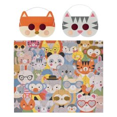 Puzzle Petit Collage cu animale, 100 piese, cu ochelari 3D