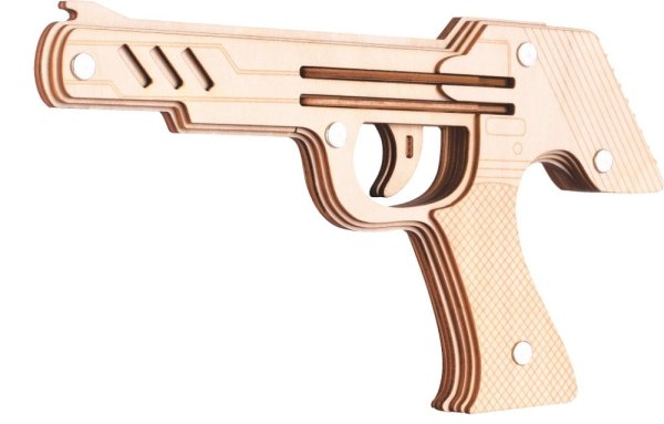 Woodcraft Houten 3D Puzzel Elastiekjes Geweer