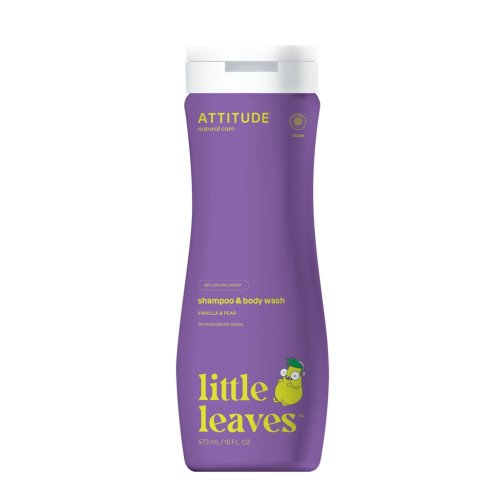 ATTITUDE Kinder-Körperseife und Shampoo (2in1) Kleine Blätter mit Vanille- und Birnenduft 473 ml