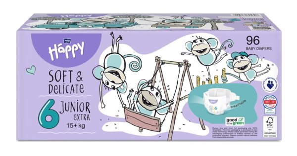 2x BELLA HAPPY Baby Pieluszki jednorazowe Junior Extra Box 15+ kg 48 szt.
