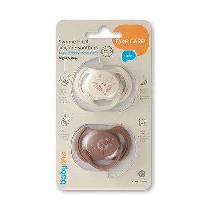 BABYONO Symmetrische Silikonschnuller 18m+, 2 Stk.