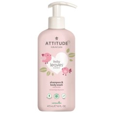 ATTITUDE Jabón corporal y champú infantil 2 en 1 Hojas baby sin fragancia 473 ml