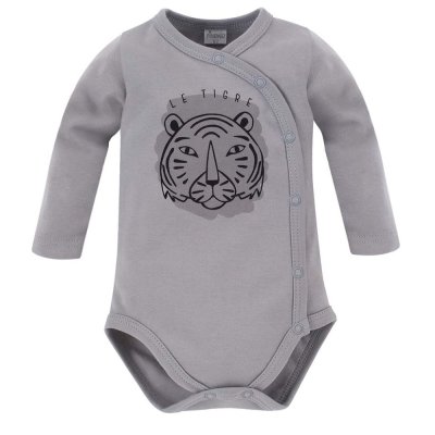 PINOKIO Body z długim rękawem na zatrzaski Le Tigre grey rozm. 62