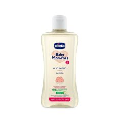 CHICCO Óleo de banho com algodão e vitamina E Baby Moments Sensitive 93% ingredientes naturais 200 ml