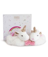 Coffret cadeau Doudou - Ensemble de chaussons avec hochets licorne 0-6 mois