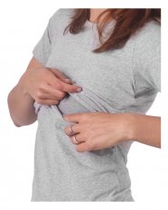 Lena Nursing T-Shirt, Short Sleeve - Grey Highlights