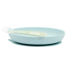 NATTOU Set repas 2 pièces assiette et cuillère à menthe en silicone sans BPA