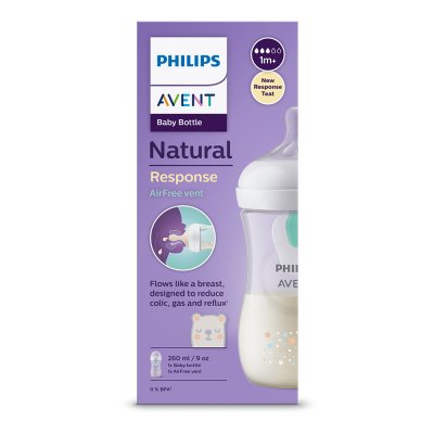 Φιάλη Philips AVENT Natural Response με βαλβίδα AirFree 260 ml, 1m+, αρκουδάκι