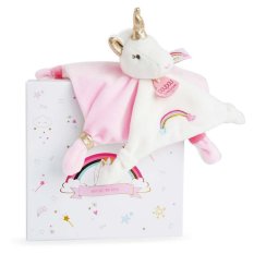 Doudou Coffret cadeau - lange en peluche licorne rose 20 cm