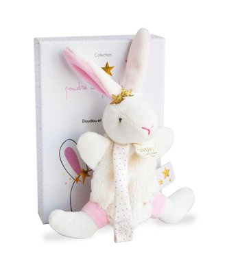 Doudou Zestaw prezentowy - Zabawka z uchwytem na smoczek króliczek 15 cm