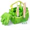 Bigjigs Toys Gartengeräte-Set im grünen Stoffbeutel