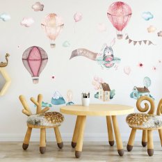Детски стикери за стена - Розови стикери балон с името на детето