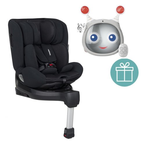 PETITE&MARS Κάθισμα αυτοκινήτου Reversal Pro i-Size 360° Black Air 40-105 cm + Καθρέφτης Oly Grey 0m+