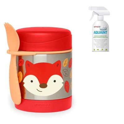 SKIP HOP Zoo Garrafa térmica para alimentos com colher/garfo Raposa 325 ml, 3+ + AQUAINT 500 ml
