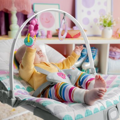BRIGHT STARTS Baloiço Vibratório Rosy Rainbow™ 0m+ até 18 kg