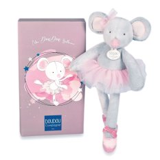 Doudou Zestaw prezentowy - Pluszowa zabawka myszka szara balerina 30 cm