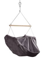 Hanging swing chair grey HOJDAVAK MAXI with cushion, Black rope