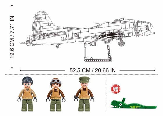Sluban Model Bricks M38-B1367 Amerischer Bomber B-17G im Maßstab 1:44