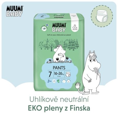 MUUMI Baby Pants 7 XL 16-26 kg (102 szt.), miesięczne opakowanie eko-pieluszek