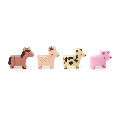 Vilac Puzzle magnétique en bois Animaux rigolos de la ferme