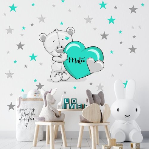 Children's wall sticker - Bear with a name