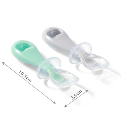 BABYONO Cucharas de silicona - niño 2 piezas, 6m+