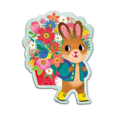 Mudpuppy Grußkarten-Puzzle Häschen mit Blumenstrauß