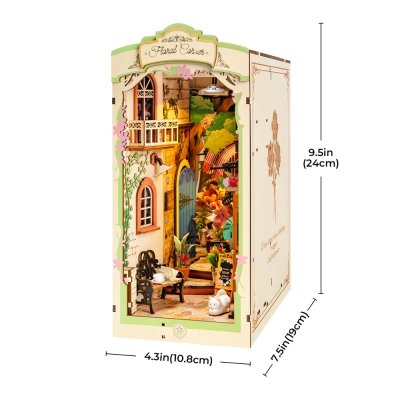 RoboTime 3D Puzzle Buchstütze Miniatur Haus Bastelei Blumen-Ecke
