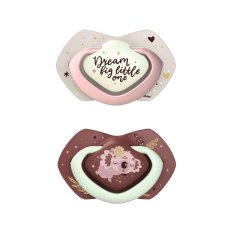 CANPOL BABIES Set symmetrischer Silikon-Schnuller Light Touch 0-6m Sleepy Koala rosa