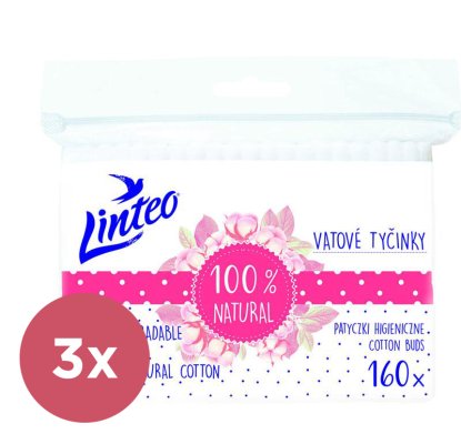 3x bâtonnets de papier coton LINTEO 160 pièces dans un sachet