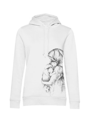 Voedingssweater Monkey Mum® wit - liefhebbende moeder, 2e kwaliteit - maat L