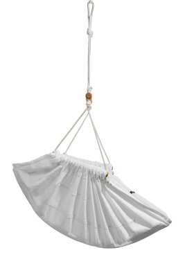 Wiszący fotel relaksacyjny biały HOJDAVAK MAXIMUS OUT z poduszką, Drewno Outdoor, Lino białe