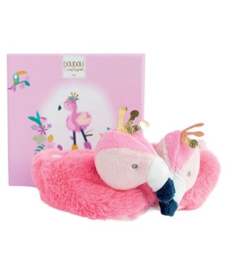 Coffret cadeau Doudou - Ensemble de premiers chaussons flamant rose 0-6 mois