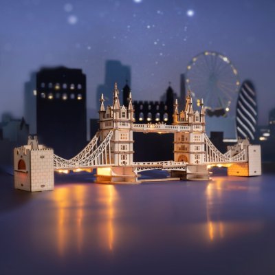 RoboTime 3D houten mechanische modelbouwpakket Tower Bridge met verlichting