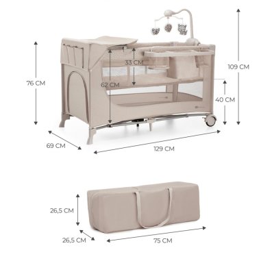 KINDERKRAFT Reisebett Joy 2 mit Zubehör Beige