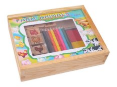 Small Foot Dřevěné výtvarné hračky set razítka farma