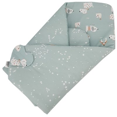 EKO doppelseitiges Baumwolltuch Dogs Stars Mint 75x75 cm