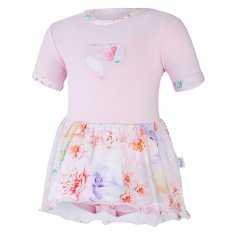 Body rochie subțire mânecă scurtă set Outlast® - roz baby/flori roz deschis