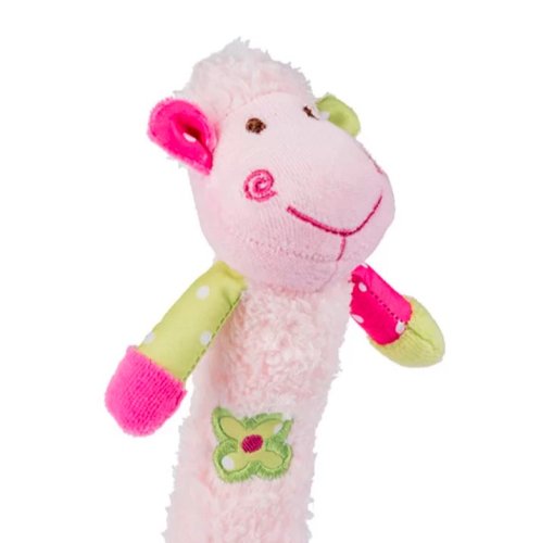 BABYONO Jouet sifflet avec anneau de dentition Sweet Lambie rose