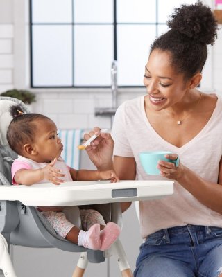 SKIP HOP Ess-Set mit Tasse, 5-teilig, Easy-Feed Mealtime Set, Blaugrün/Grau, ab 6 Monaten