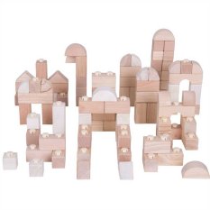 Bigjigs Baby Blocs de jonction en bois - Ensemble Natur 100 pièces