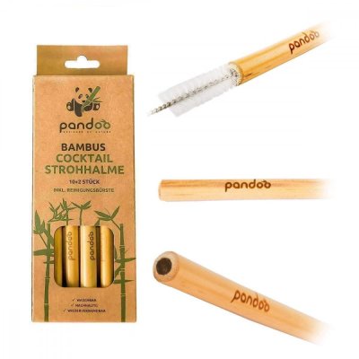 Kratka bambusova slamka s četkom za čišćenje, 12 kom