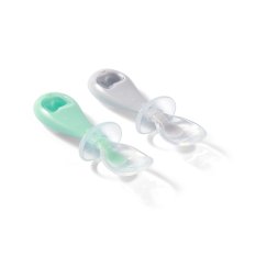 BABYONO Cucharas de silicona - niño 2 piezas, 6m+