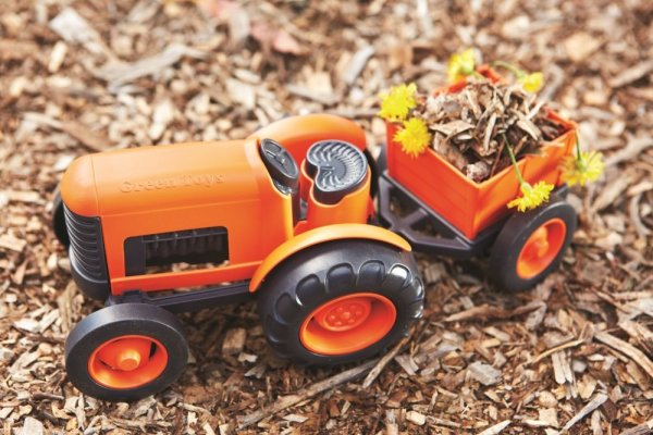 Green Toys Tracteur avec remorque orange