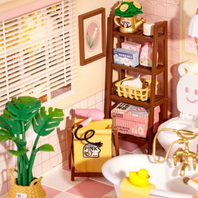 RoboTime 3D Holzpuzzle Miniatur Puppenhaus Mädchen Badezimmer