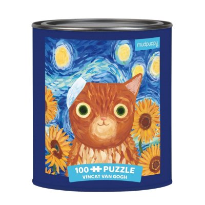 Mudpuppy Puzzle Vincent van Gogh művészi macskák dobozban 100 darabos