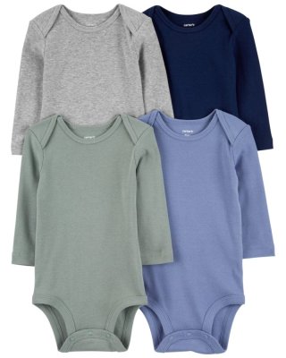 Body CARTER'S z długim rękawem, niebieskie/zielone/szare, chłopięce, 4 sztuki, 24 m/rozmiar. 92